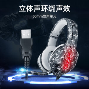 Camouflage Noise-Canceling Head-Mounted Illuminated Gaming Headset